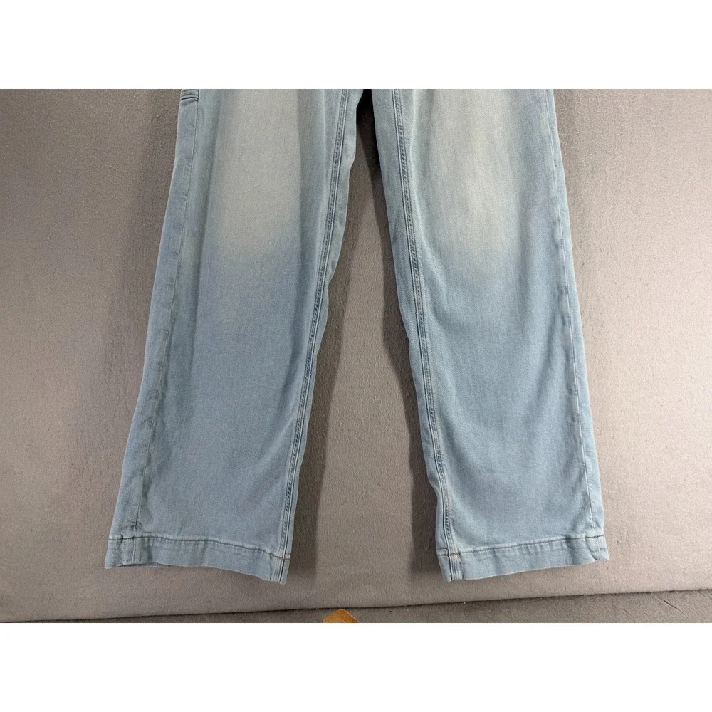 American Eagle Super High Rise Baggy Wide Leg Jeans Women 00 Light Wash Utility* - Picture 4 of 16
